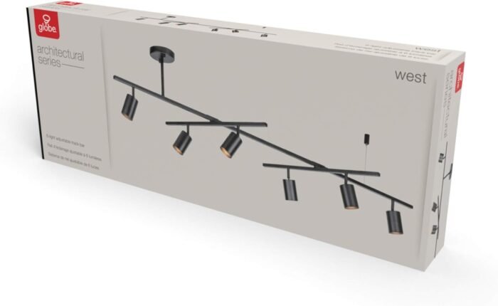 Globe Electric 59829 "West 64"" 6-Light Track Lighting, Matte Black, Center Swivel Bars - Image 7