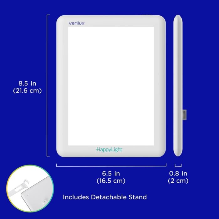 Verilux HappyLight Lucent - One-Touch Light Therapy Lamp with 10,000 Lux, UV-Free, LED Bright White Light & Detachable Stand for Boosting Mood & Improving Sleep - Image 7