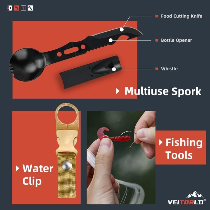 VEITORLD Gifts for Men Dad Him Christmas, Survival Gear and Equipment 12 in 1, Survival Kits, Cool Unique Fishing Hunting Birthday Gift for Husband Teen Boy Boyfriend Women, Stocking Stuffers for Men - Image 4