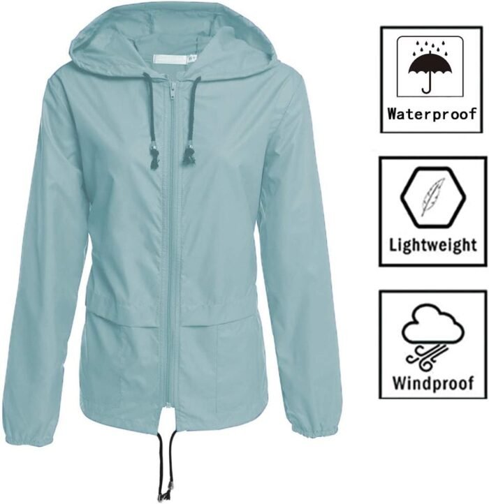 Hount Women's Lightweight Hooded Raincoat Waterproof Packable Active Outdoor Rain Jacket (S-3XL) - Image 4