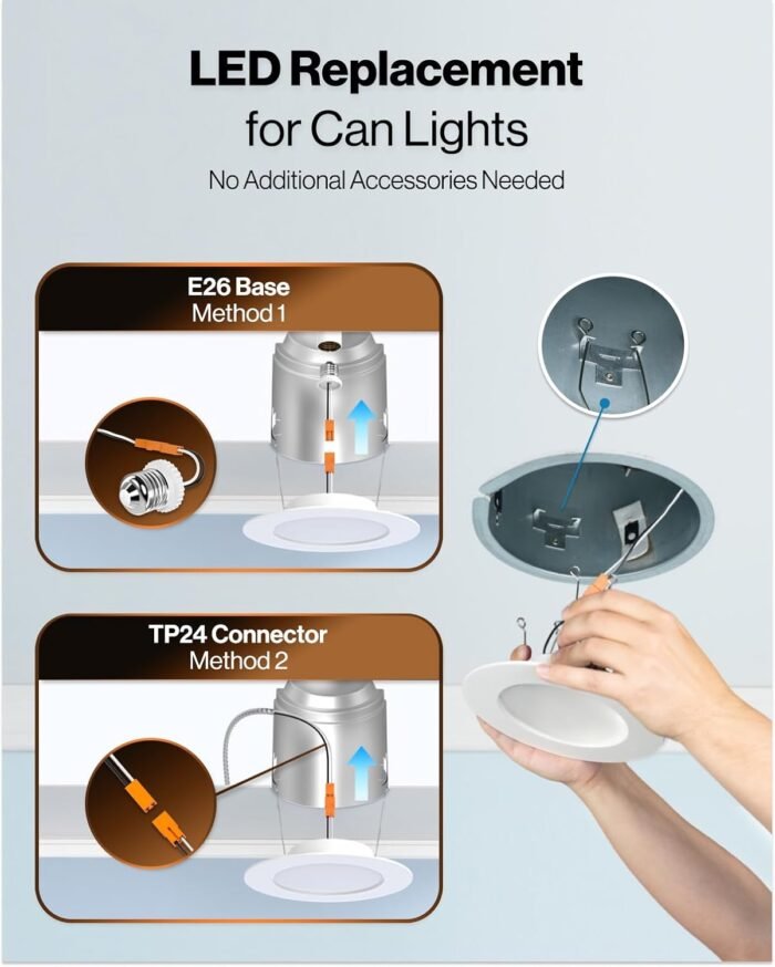 Sunco 12 Pack 6 Inch LED Recessed Lighting Retrofit with Night Light, 2700K/3000K/4000K/5000K/6000K Selectable, Dimmable Can Lights, 12W, 1000LM, Damp Rated, Retrofit Installation - ETL - Image 6