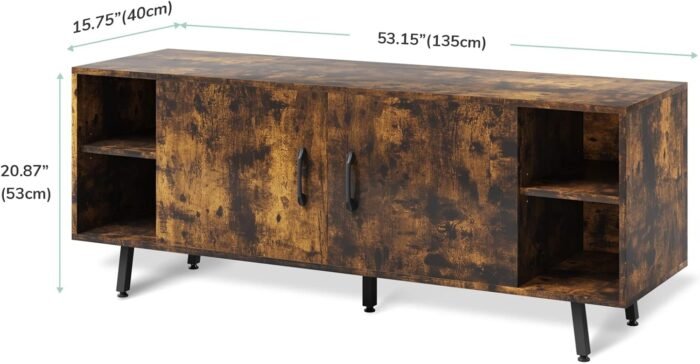 Novilla Modern Industrial 58 Inches TV Stand, Classic Entertainment Center with Two Adjustable Shelves, Home Farmhouse TV Media Console Table for Living Room Bedroom, Brown - Image 2