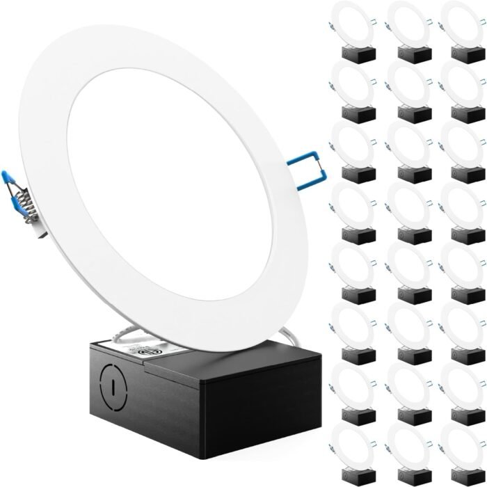 Sunco 24 Pack 6 Inch Ultra Thin LED Recessed Ceiling Lights Slim, 5000K Daylight, Dimmable 14W=100W, 850 LM, Damp Rated, Canless Wafer Thin with Junction Box - ETL