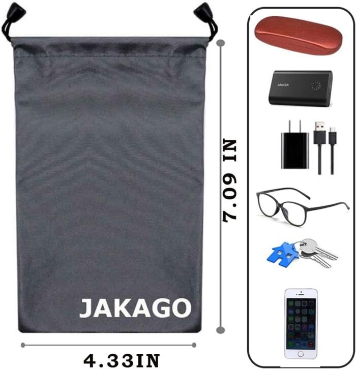 JAKAGO 2 Pack Cell Phone Storage Bag Soft Microfiber Glasses Sleeve Pouch Waterproof Sunglasses Bag Electronic Gadgets Case Cover With Drawstring Closure - Image 4