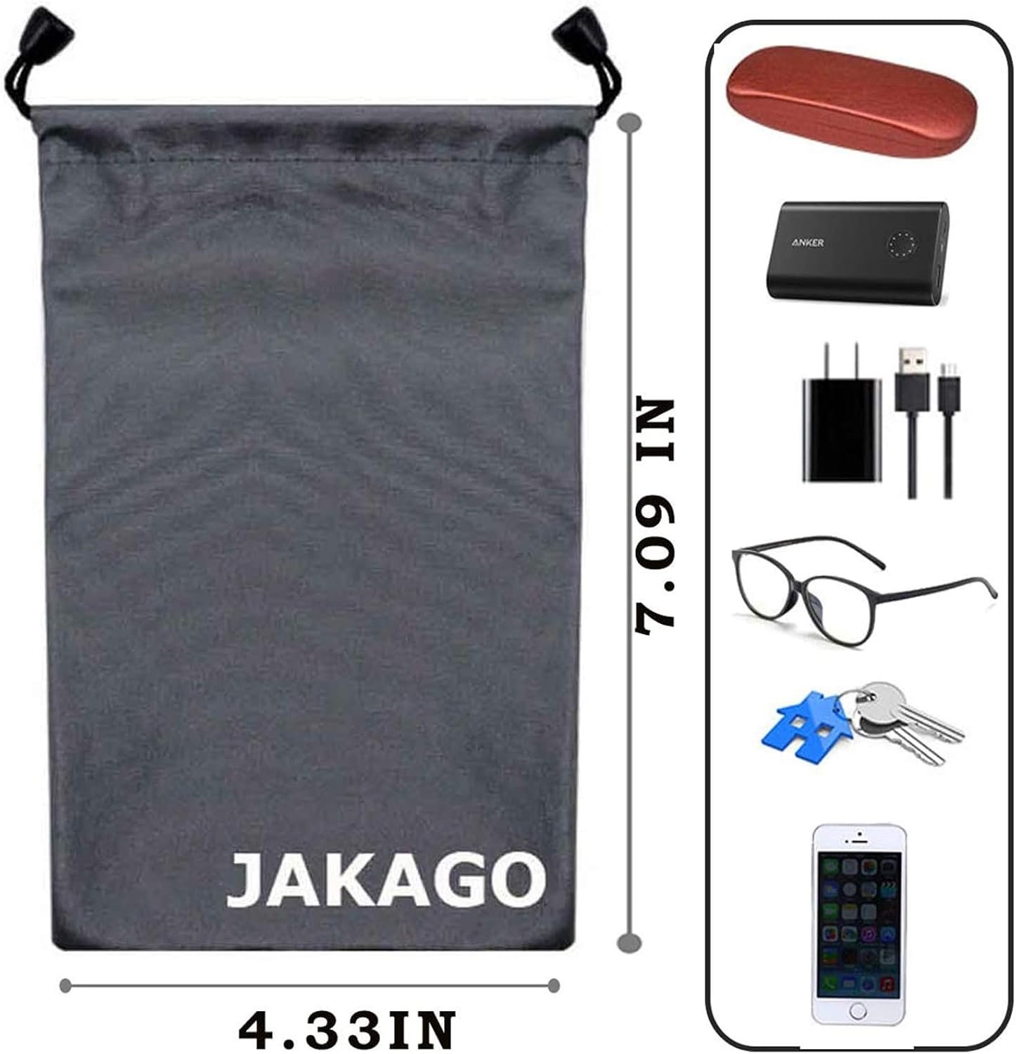 JAKAGO 2 Pack Cell Phone Storage Bag Soft Microfiber Glasses Sleeve Pouch Waterproof Sunglasses Bag Electronic Gadgets Case Cover With Drawstring Closure - Image 4