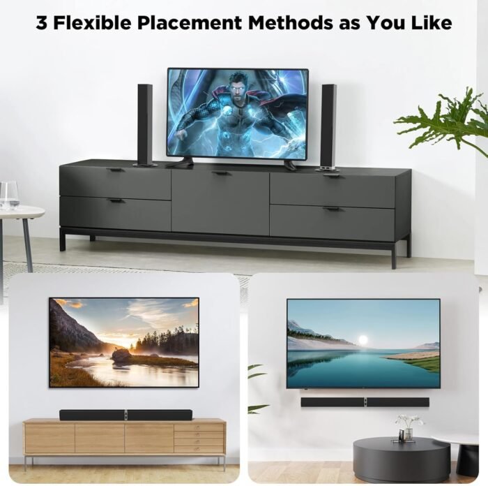 MZEIBO TV Sound Bar, Sound Bars for Smart TV, Bluetooth 5.0 Soundbar 60W 32Inch Detachable Soundbars with HDMI-ARC/Optical/AUX Connection, TV Speakers Soundbar for Home Theater Audio - Image 2