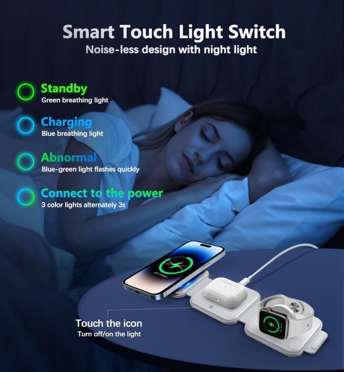 3 in 1 Charging Station for Apple Devices 20W Foldable Mag-Safe Charger for Travel Wireless Charger Pad for iPhone 16 15 14 13 12 Pro/Pro Max/Plus/Mini AirPods 2/3/Pro iWatch Ultra/8/7/SE/6/5/4/3/2 - Image 7