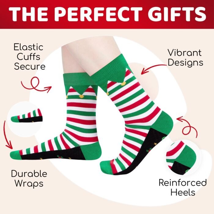 HAPPYPOP Christmas Gifts Stocking Socks for Men - Secret Santa Socks Xmas Stocking Stuffers for Him Green - Image 3