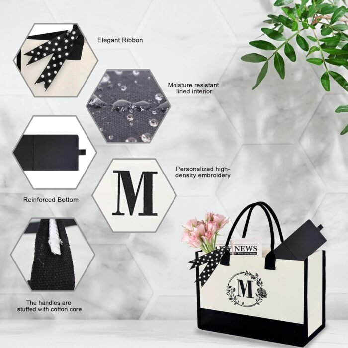 BeeGreen Canvas Bags for Women, Personalized Gifts Bag for Mom Friends Birthday Wedding Bridesmaid - Image 4
