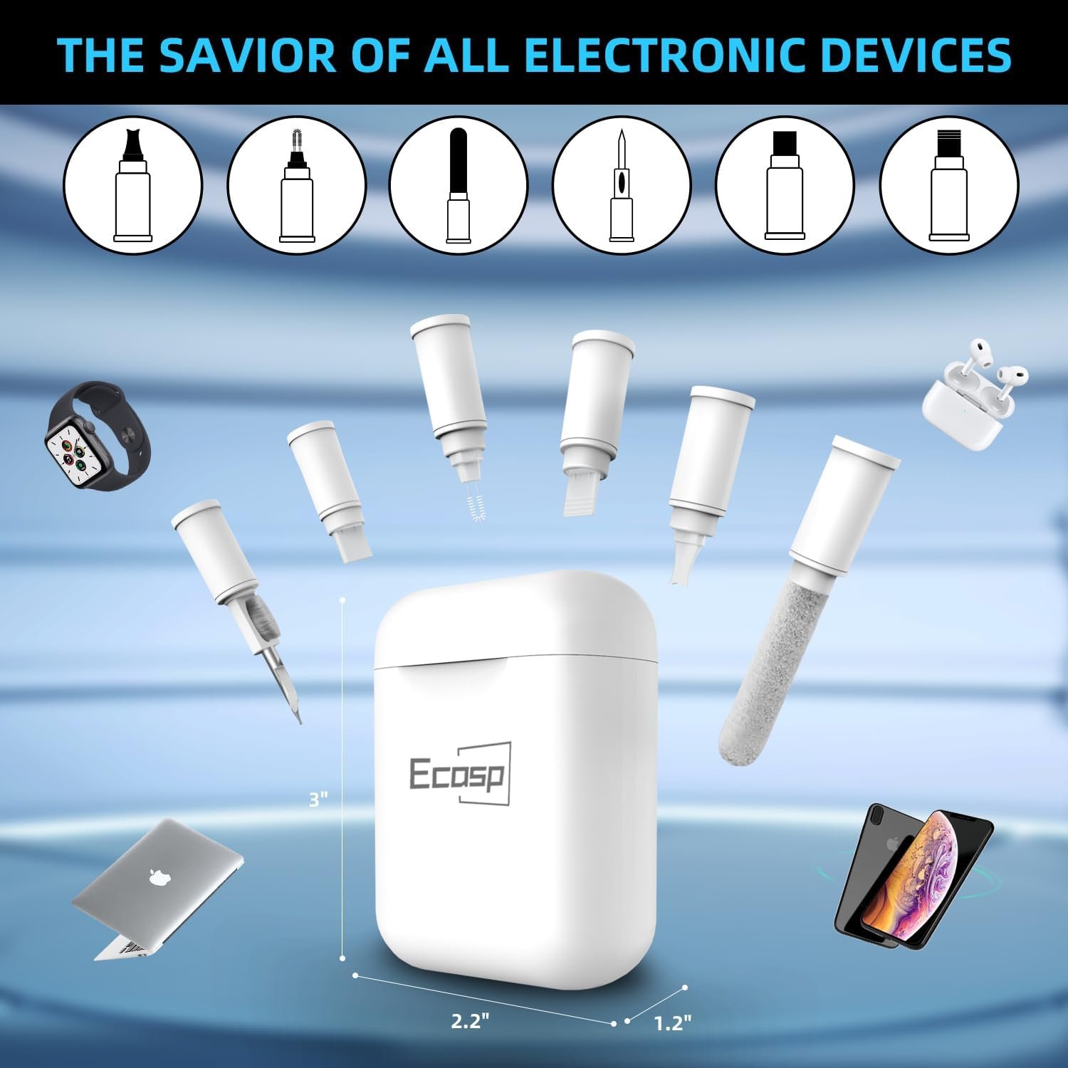 Phone Cleaning Kit,Multitool AirPod Cleaner Kit,Cell Phone Cleaning Repair and Recovery Phone (TypeC) Charging Port,Lightning Cables and Connectors,Easy to Store and Carry Design,White - Image 2