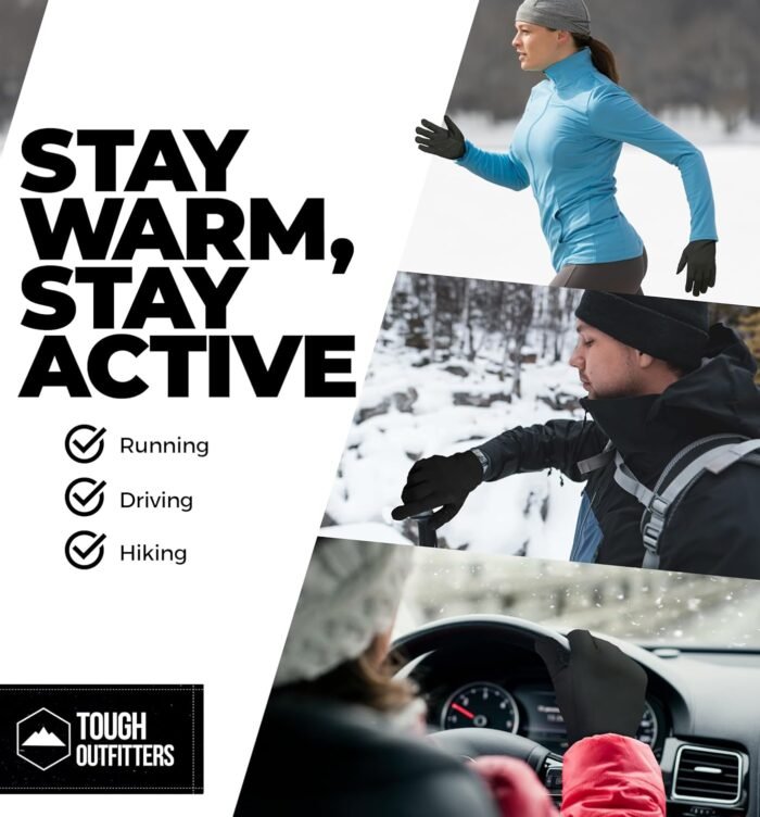 Tough Outdoors Running Gloves for Men & Women - Winter Glove Liners & Touchscreen Gloves - Lightweight Gloves & Hiking Gloves - Image 6