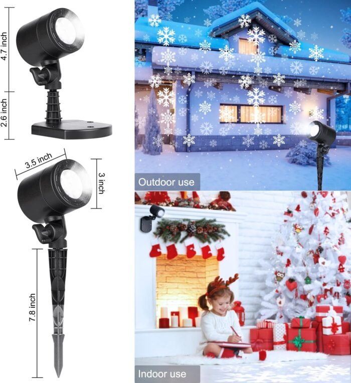 Christmas Snowflake Projector Lights Outdoor, Led Rotating Snowfall Show Lights Waterproof Landscape Decorative Christmas Light Lighting for Xmas Holiday Party Garden Patio Indoor Home Decoration Show - Image 3