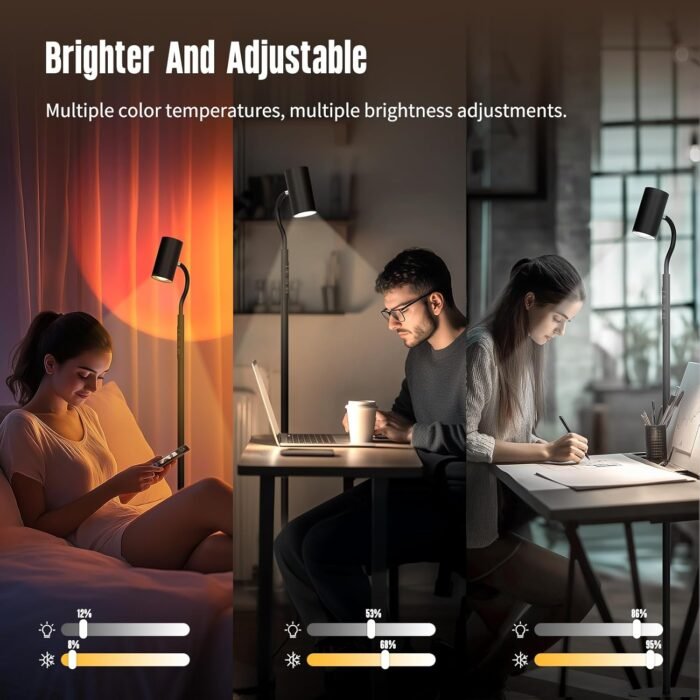 GLOWRIUM-H2 Bright LED Floor Reading lamp,Dual-Sided Lighting Tall lamp, 5 Mode Mood Light, Adjustable Brightness， Remote & Touch Control,Standing lamp for Living Rooms, bedrooms & Offices - Image 2