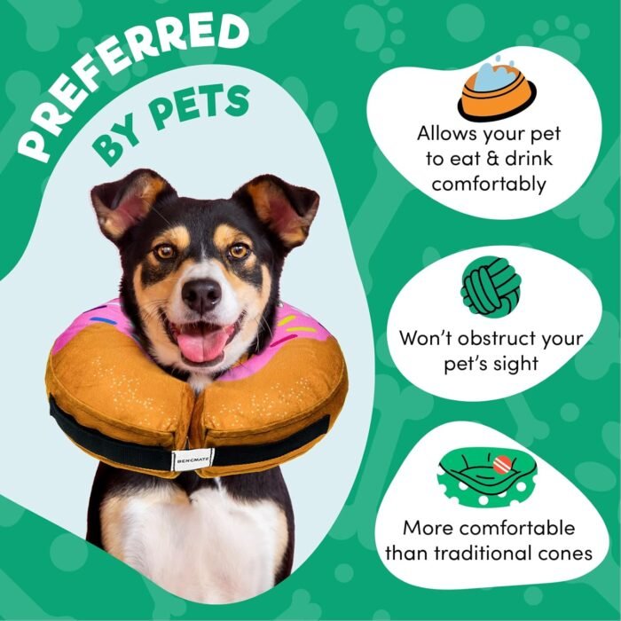 BENCMATE Protective Inflatable Collar for Dogs and Cats - Soft Pet Recovery Collar Does Not Block Vision E-Collar (XLarge, Donut-Strawberry) - Image 6