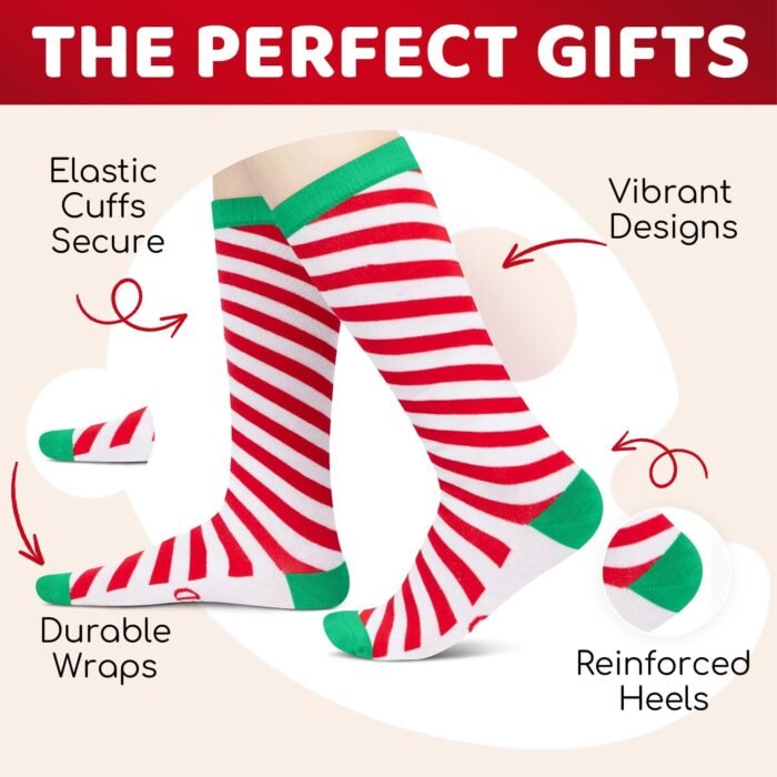 HAPPYPOP Christmas Gifts Stocking Socks for Women - Christmas Knee High Light Up Twisted Socks, Secret Santa Xmas Stocking with Greeting Card for Teen Girls - Image 3