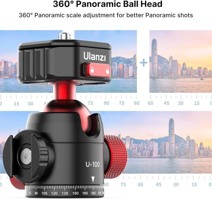 ULANZI Ball Head with Claw Super Quick Release Design, Professional Metal 360° Rotating Panoramic Ball Head with Cold Shoe, Up 44.1lbs Load, for Tripod,Monopod,Slider,DSLR Camera (U-100) - Image 3