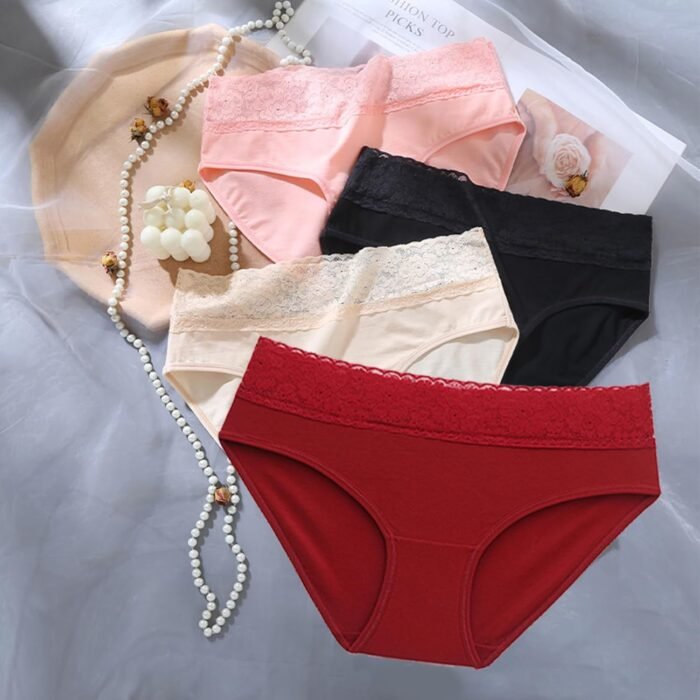 Cameway 5 Pack Womens Underwear Cotton Bikini Panties Lace Soft Hipster Panty Ladies Stretch Full Briefs - Image 7