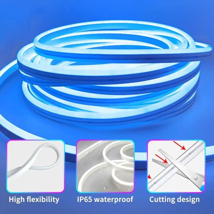 LED neon Lights Strip 132FT,DC 24V RGB LED neon Light Strip APP Remote Controls Control Waterproof Flexible Neon LED Rope Lights for Bedroom,Playroom,Outdoors Decor（2 Rolls of 66ft - Image 6