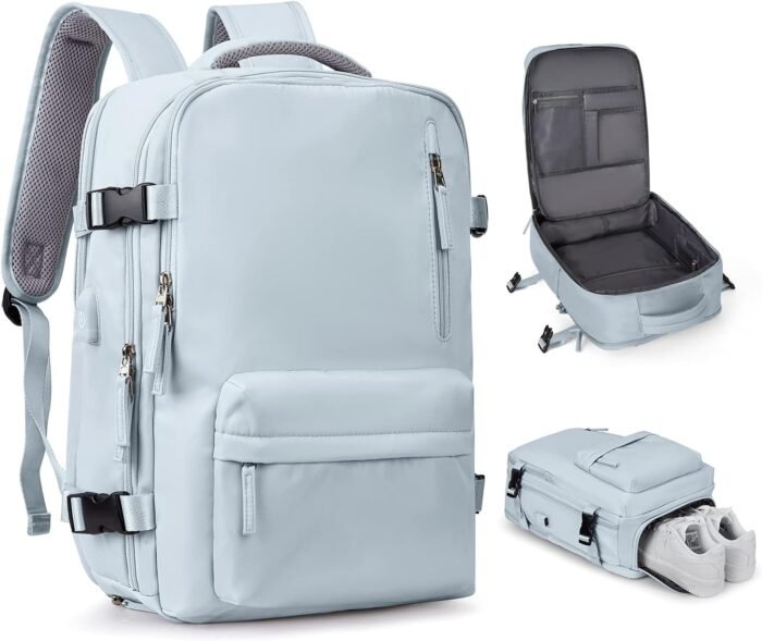 coowoz Travel Backpack For Women Men Airline Approved,Carry On Backpack,Large Hiking Backpack Waterproof Outdoor Sports Rucksack Casual Daypack Fit 15.6 Inch Laptop Backpack Blue College Backpack