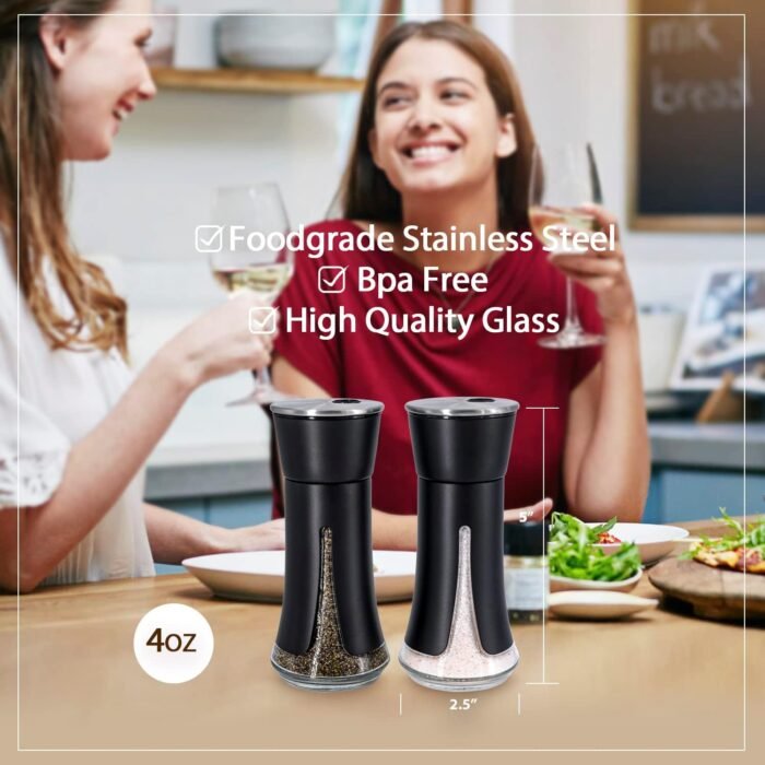 Black Salt and Pepper Shakers by Aelga,Black Kitchen Accessories, Black Decor for Kitchen,Restaurants,Camp,BBQ - Image 3