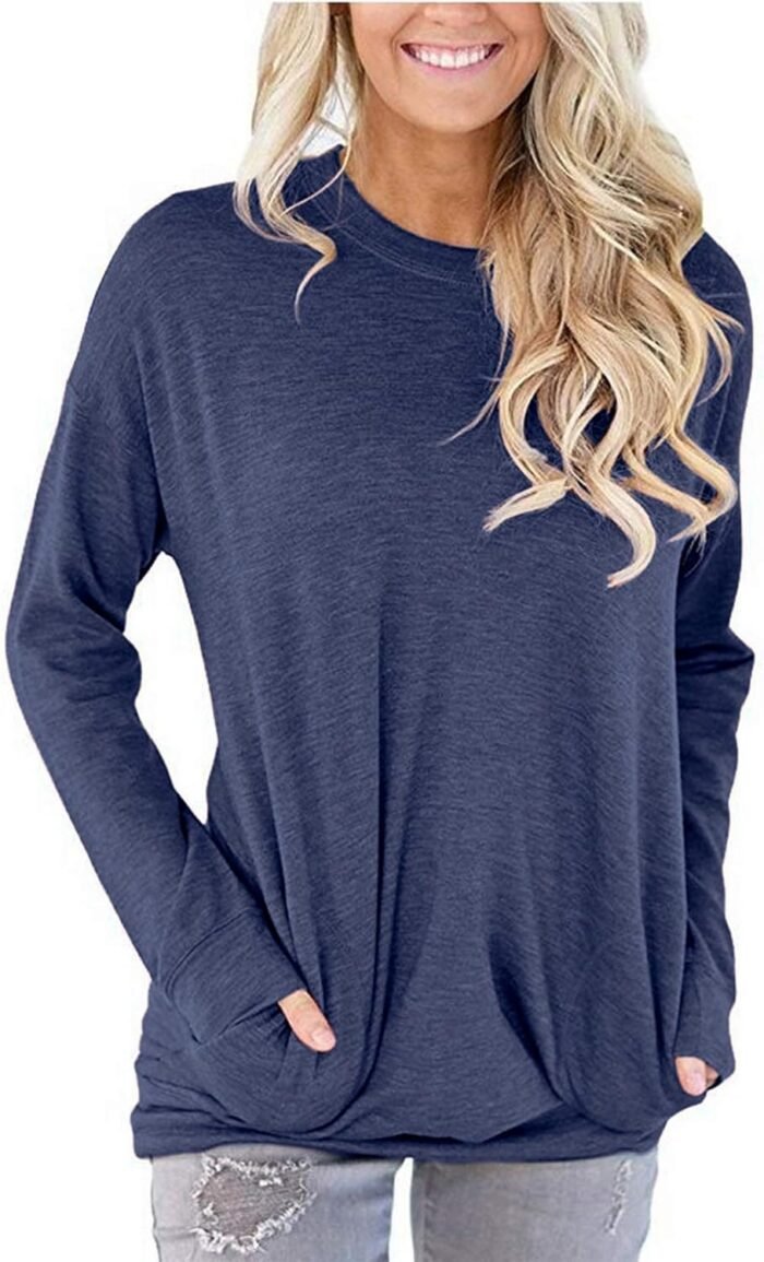 onlypuff Womens Pocket Shirts Pullover Sweatshirt Loose Fit