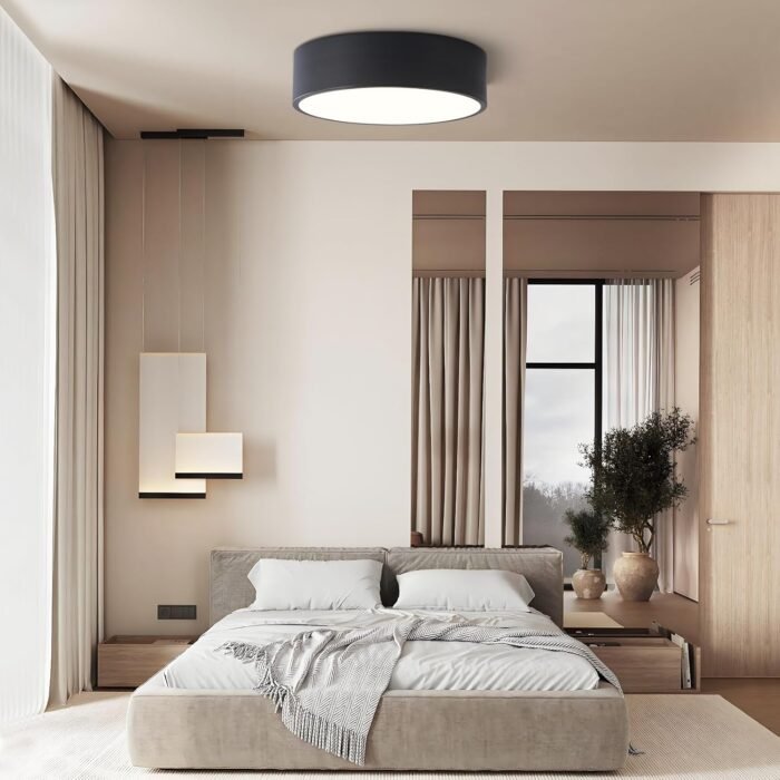 Modern Dimmable Round LED Flush Mount Ceiling Light Fixture, Mounted Ceiling Lighting Fixtures Black,5CCT 2700-6000K,Ceiling Lamp for Kitchen Hallway Bedroom Laundry Room Hall Entryway,11.8" - Image 2