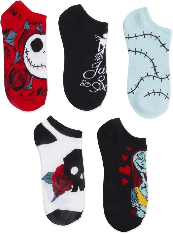 Disney Women's Nightmare Before Christmas 5 Pack No Show Socks