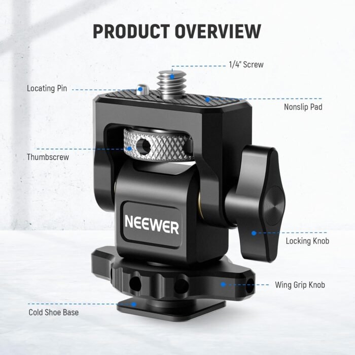 NEEWER Camera Monitor Mount with Cold Shoe, Anti Twist 1/4" Screw for 5" & 7" Field Monitor Compatible with Atomos Ninja V, Foldable V Mount Battery Plate with Arca Type Camera Baseplate Included - Image 5