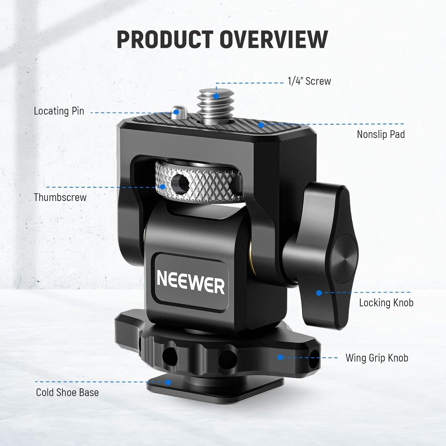 NEEWER Camera Monitor Mount with Cold Shoe, Anti Twist 1/4" Screw for 5" & 7" Field Monitor Compatible with Atomos Ninja V, Foldable V Mount Battery Plate with Arca Type Camera Baseplate Included - Image 5