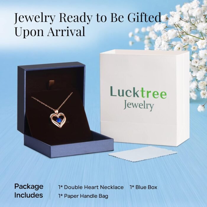 xiupen 18k Rose Gold Necklaces for Women Gold Birthstone Necklace for Wife Birthday Gifts Ideas for Wife Best Love Gifts on Christmas Valentines Birthday Mothers Day(Sapphire-September) - Image 5