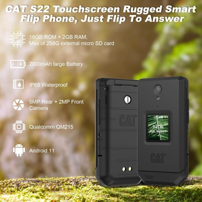 CAT S22 Rugged Flip Phone (16GB) 2.8" Touchscreen Smart Cell Phone Android 11, IP68 Water Resistant, T-Mobile 4G LTE GSM Single Nano Slot,Compatible with T-Mobile(New) - Image 2