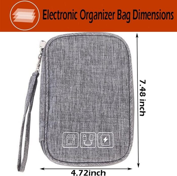 Electronics Accessories Organizer Pouch Bag, Electronic Organizer Travel Universal Cable Organizer Electronics Accessories Bag for Cable, Charger, Phone, USB, SD Card, Business Travel Gadget Bag,Blue - Image 2