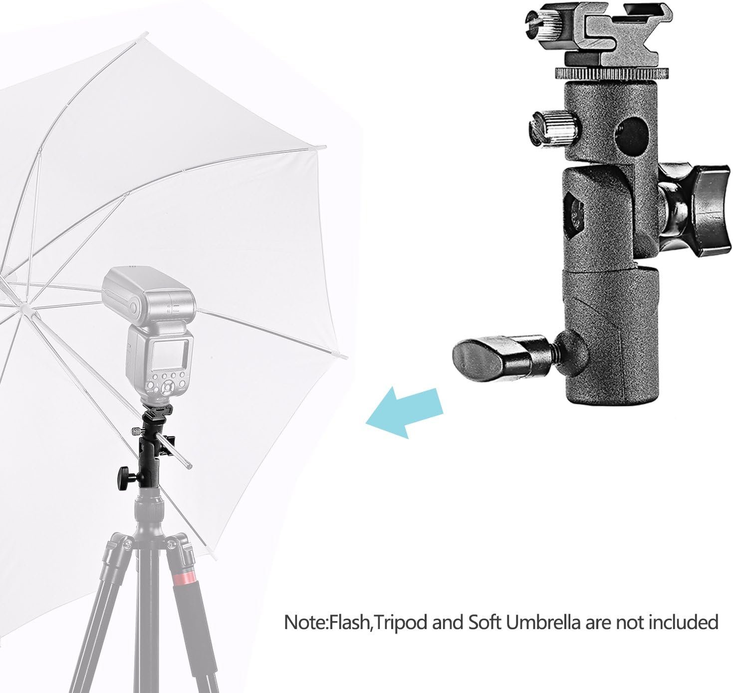 Neewer Professional Universal E Type Camera Flash Speedlite Mount Swivel Light Stand Bracket with Umbrella Holder for Canon Nikon Pentax Olympus and Other Flashes, Studio Light, LED Light(2 Pack) - Image 3