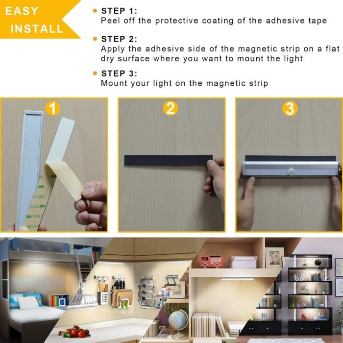 Diomart Under Cabinet Lighting, Wireless Rechargeable Under Counter Lights with Remote Control, 20- LED Dimmable Led Closet Light Stick-on Anywhere Touch Night Light for Kitchen, Wardrobe (4 Pcs) - Image 9
