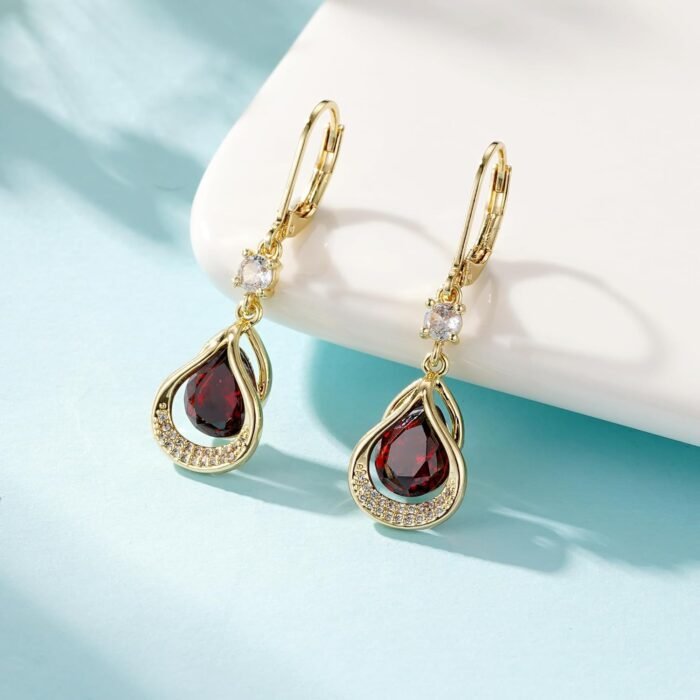 Dangle Earrings Trendy Leverback Birthstone Earrings 14K White Gold Teardrop Dangle Earrings Fine Jewelry Birthday Gifts for Women - Image 4