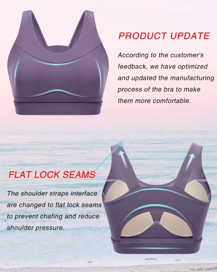 RUNNING GIRL High Impact Sports Bras for Women,Racerback Running Bra Workout Crop Tank Tops Longline Sports Bra Push up - Image 2
