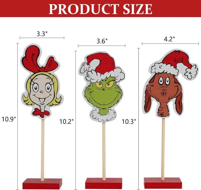 Christmas Decorations, Set of 3 Christmas Pedestal Tabletop Decorations, Rustic Christmas Table Centerpiece for Home Kitchen Decor - Image 3