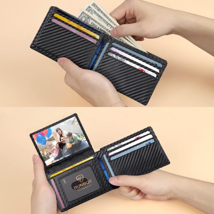 RUNBOX Wallet for Men Slim Rfid Leather 2 ID Window With Gift Box - Image 4