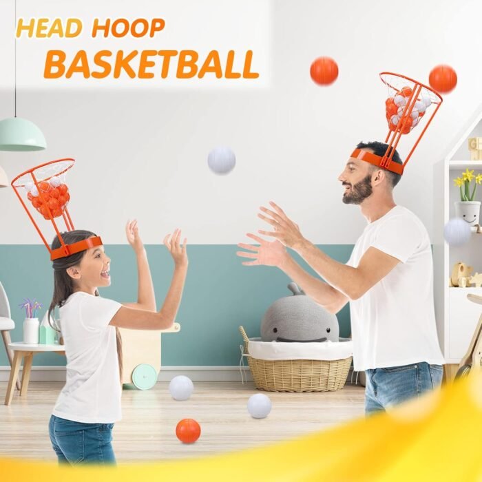 HyDren Head Hoop Basketball Party Game Set for Kids and Adults Carnival Game Portable Adjustable Basket Net Headband with Balls for Birthday Carnival Office Indoor Outdoor Activity Fun Gift (33 Pcs) - Image 4