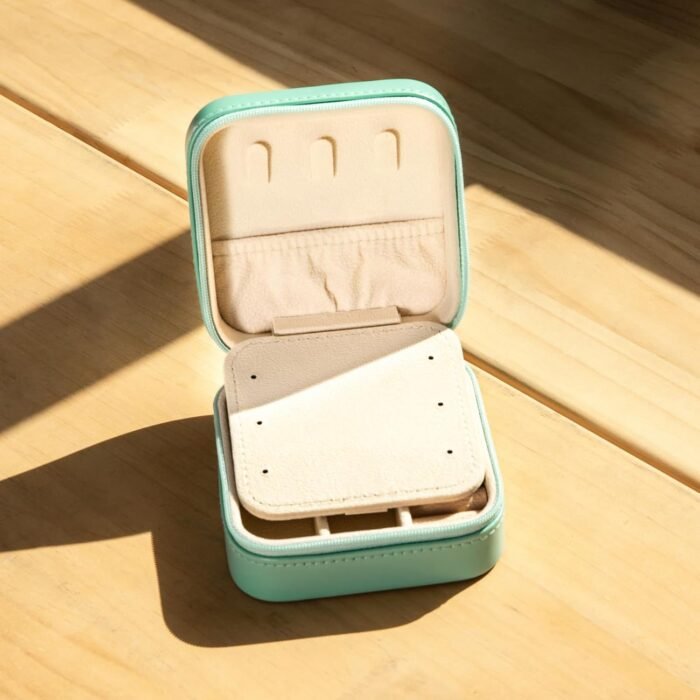 AnuClub Small Jewelry Box, Travel Jewelry Organizer Boxes for Women Portable PU Leather Jewellery Storage Case with Mirror for Earring Ring Necklace - Image 6