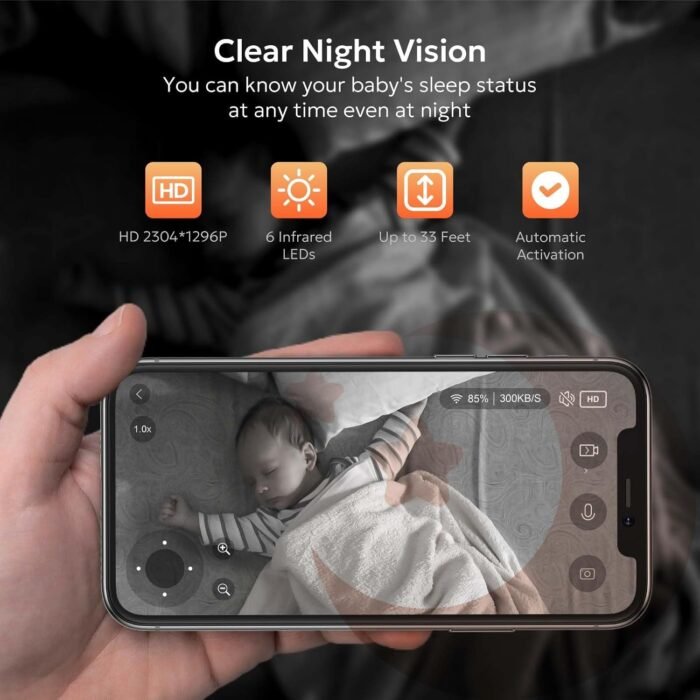 owltron Indoor Security Camera 2K, 360° Cameras for Home Security with Motion Detection, 2.4G WiFi Camera for Baby/Nanny/Pet Camera with Night Vision, Siren Alarm & 2-Way Audio, Compatible with Alexa - Image 3