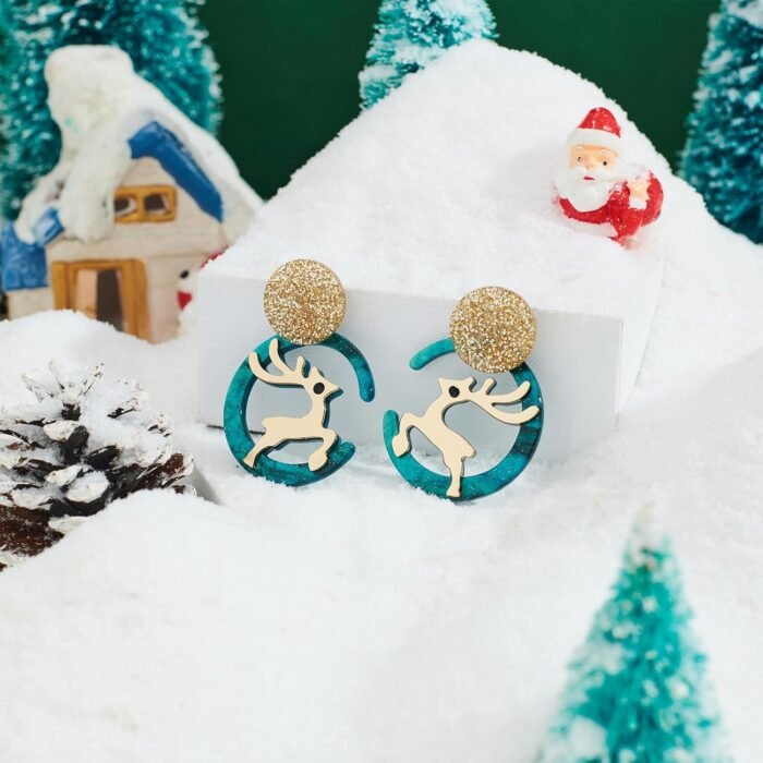 Christmas Snowflake/Jingle Bell/Bow Christmas Wreath/Candy/Snowman/Santa Claus Gift Gloves/Deer Earrrings Dangle Drop Holiday Jewelry Gifts for Women - Image 3