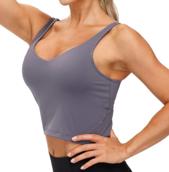 THE GYM PEOPLE Womens' Sports Bra Longline Wirefree Padded with Medium Support - Image 2