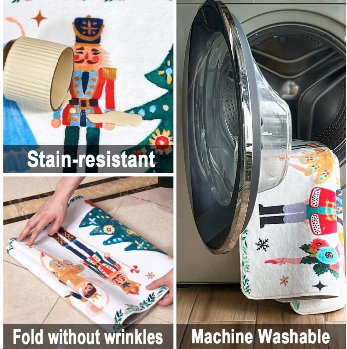 Nutcracker Christmas Decor Kitchen Rugs Floor Mats Set of 2, Nutcrackers Xmas Gifts Indoor Christmas Decorations, Nutcracker Kitchen Floor Mats for in Front of Sink, Non Skid & Washable - Image 4