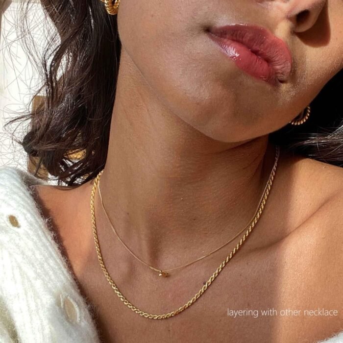 Herringbone Necklace for Women,Dainty Gold Necklace,14k Gold Plated Snake,Gold Chain Choker Necklaces,Simple Gold Layered Necklaces,Gold Jewelry Gift for Women - Image 4