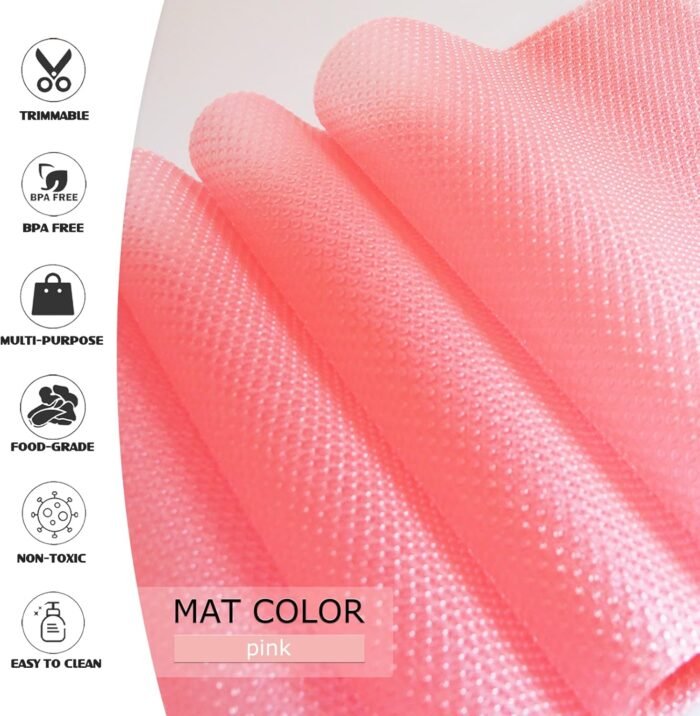 10Pcs Refrigerator Liners, Washable Fridge Liner Shelf Mats Refrigerator Pads for Cupboard Cabinet Drawer Home Kitchen Accessories Organization (Pink) - Image 3