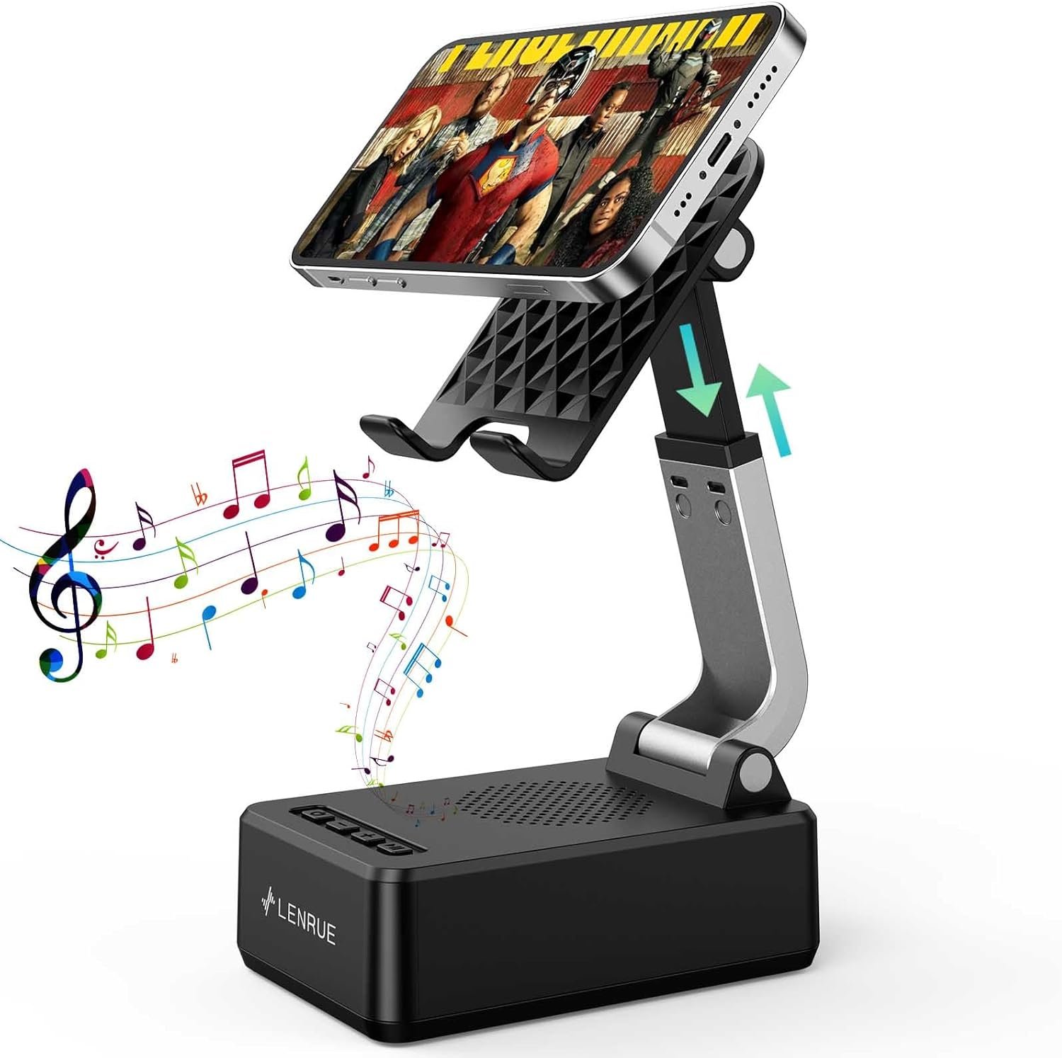 LENRUE Gifts for Men Women, Cell Phone Stand with Wireless Bluetooth Speakers, Flexible Comfort View, Loud Clear Sound, Birthday Gifts for Women Men Everyone, Tech Gadgets for Phones