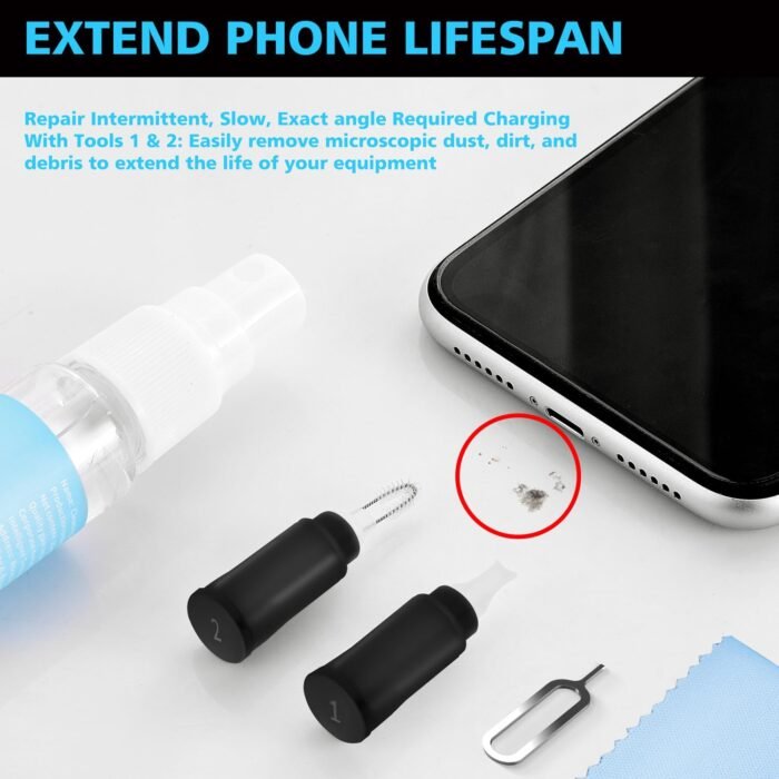 Cleaner Kit for AirPod, Multi-Tool iPhone Cleaning Kit, Cell Phone Cleaning Repair & Recovery iPhone and iPad (Type C) Charging Port, Lightning Cables, and Connectors, Easy to Store and Carry Design - Image 3