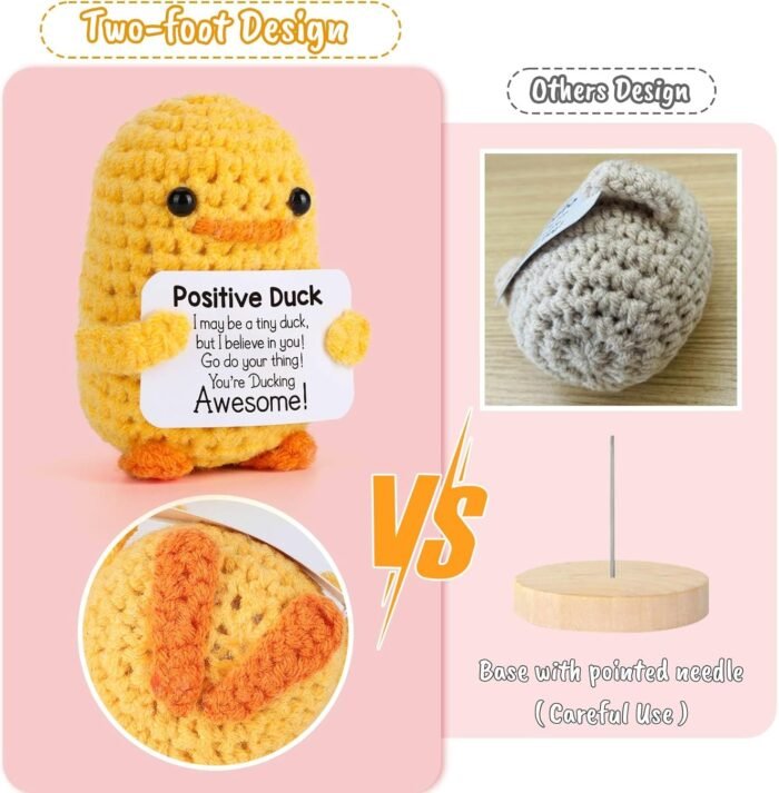 MBL Inspirational Crochet Positive Duck – Handmade Emotional Cheer Support Funny Pickle Potato Gifts for Women Friend Men Coworker Birthday Christmas Stocking Stuffer White Elephant Under 10 Dollars - Image 8