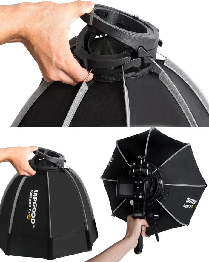 Bowens Mount Softbox 24''/60CM Handheld Quick Set-up, S-Type Bracket Compatible with Godox Canon Sony Fuji YongNuo Flash AD200PRO V1 TT600 V860III 430EXIII SB500 YN320EX YN560 - Image 6